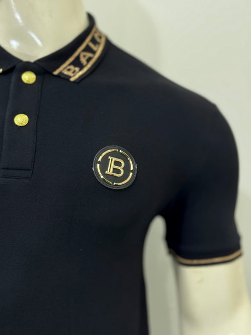 BALMAIN SLIM FIT LOGO PATCH POLO SHIRT